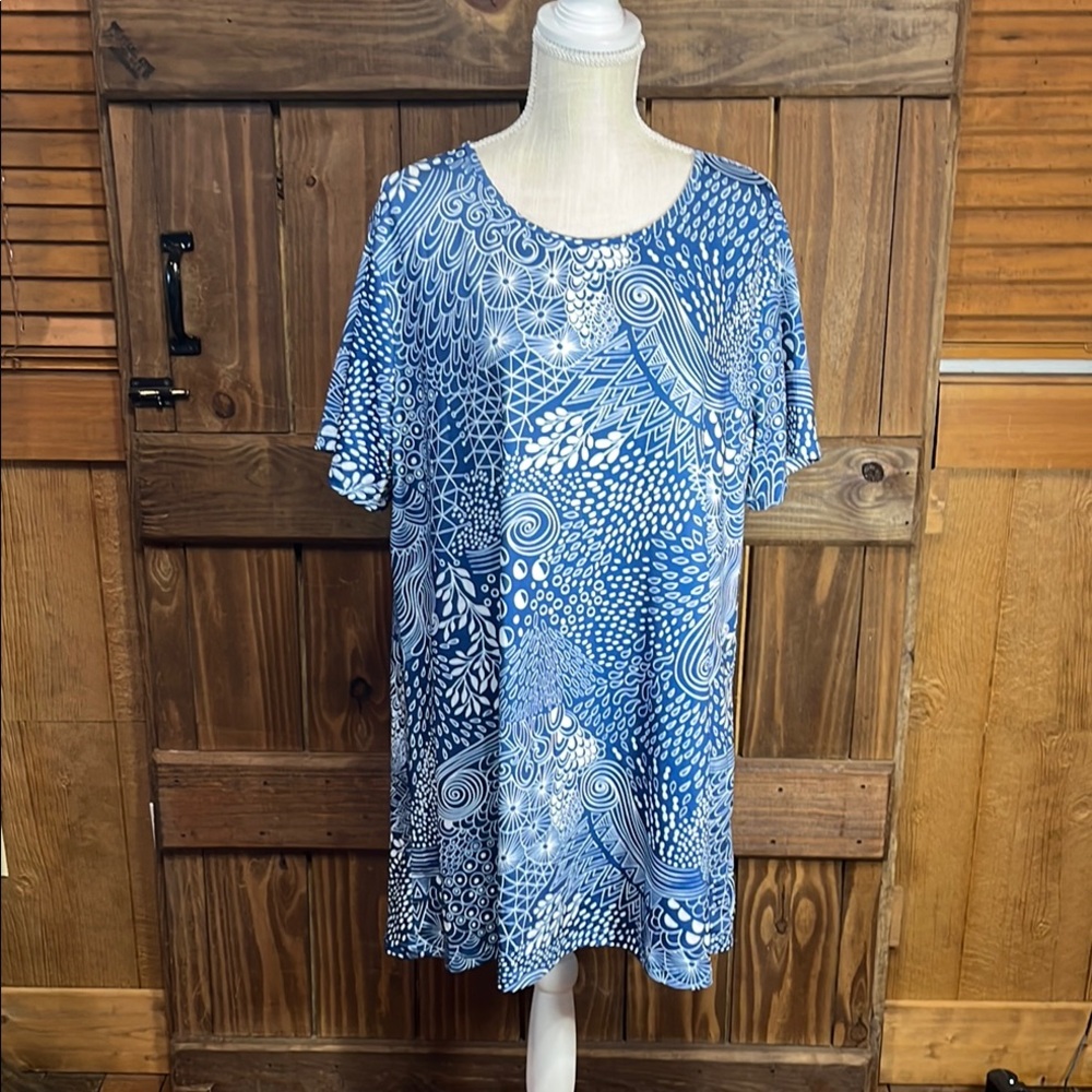 Fantaslook dress XXL blue and white NWT Short sleeves Casual Summer Beach 2113